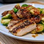 Air Fryer Sweet Chili Chicken and Brussels Sprouts