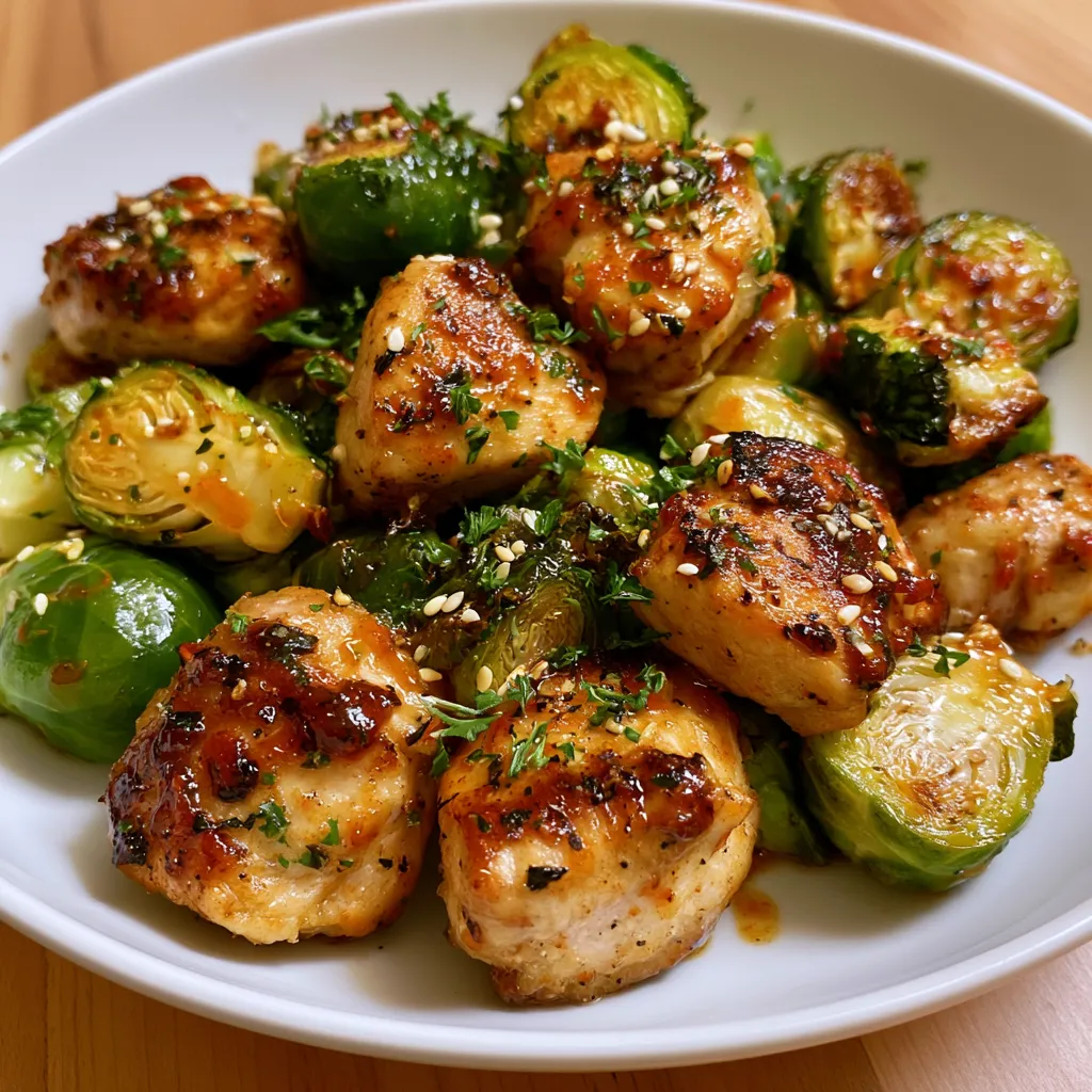 Air Fryer Sweet Chili Chicken and Brussels Sprouts
