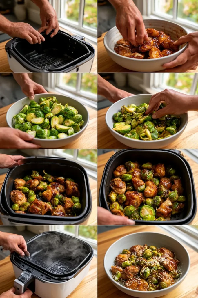 Air Fryer Sweet Chili Chicken and Brussels Sprouts
