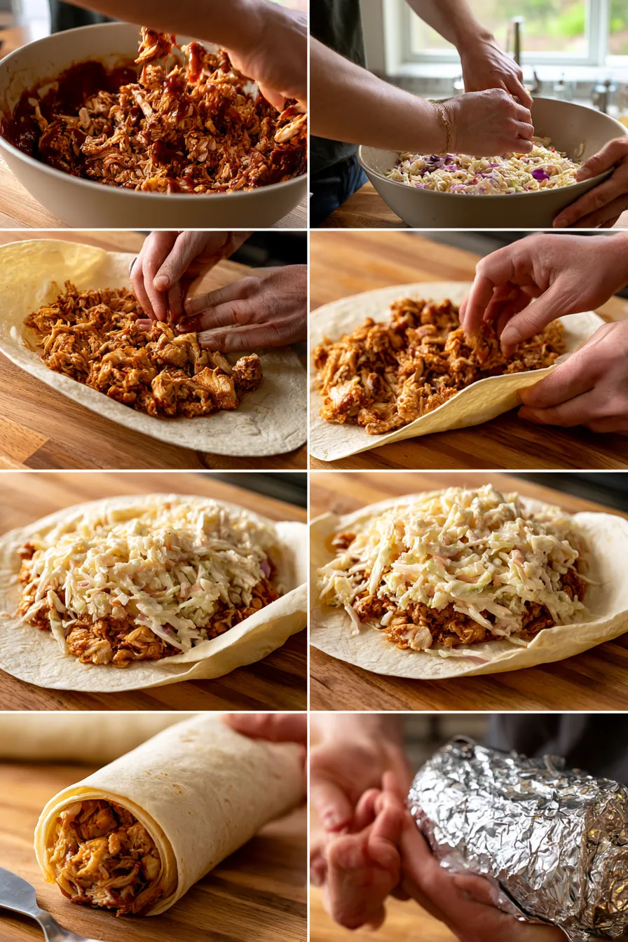 BBQ Chicken Coleslaw Wraps