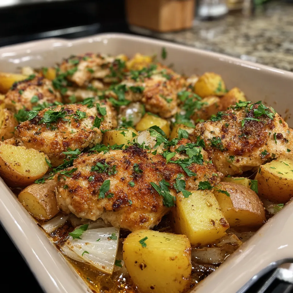 Baked Garlic Parmesan Chicken and Potatoes