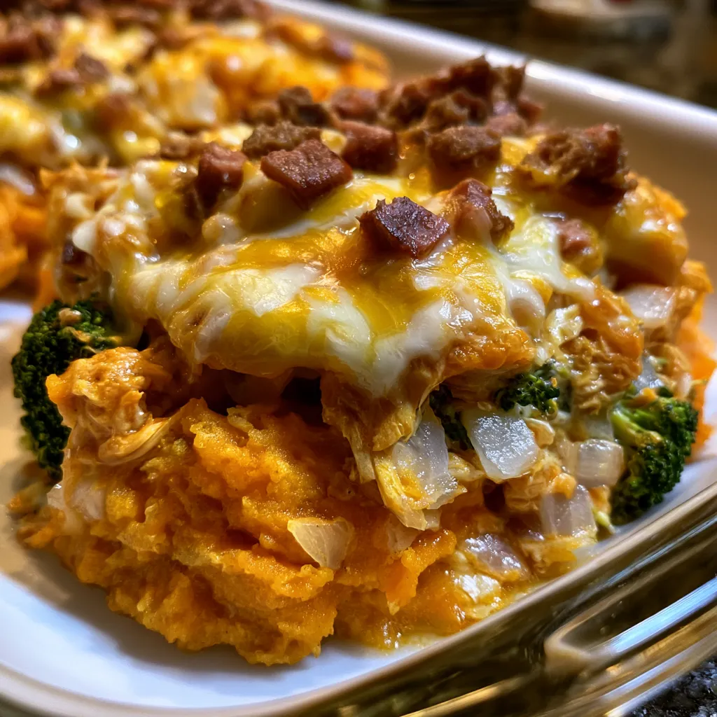 Buffalo Chicken Sweet Potato Casserole