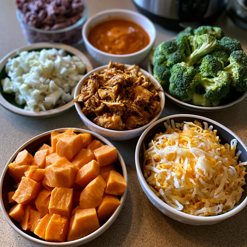 Buffalo Chicken Sweet Potato Casserole