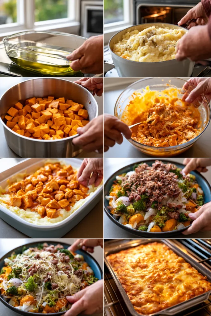 Buffalo Chicken Sweet Potato Casserole