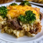 Cheesy Broccoli Beef and Rice Casserole