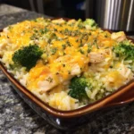 Cheesy Broccoli Chicken Rice Casserole