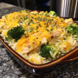 Cheesy Broccoli Chicken Rice Casserole