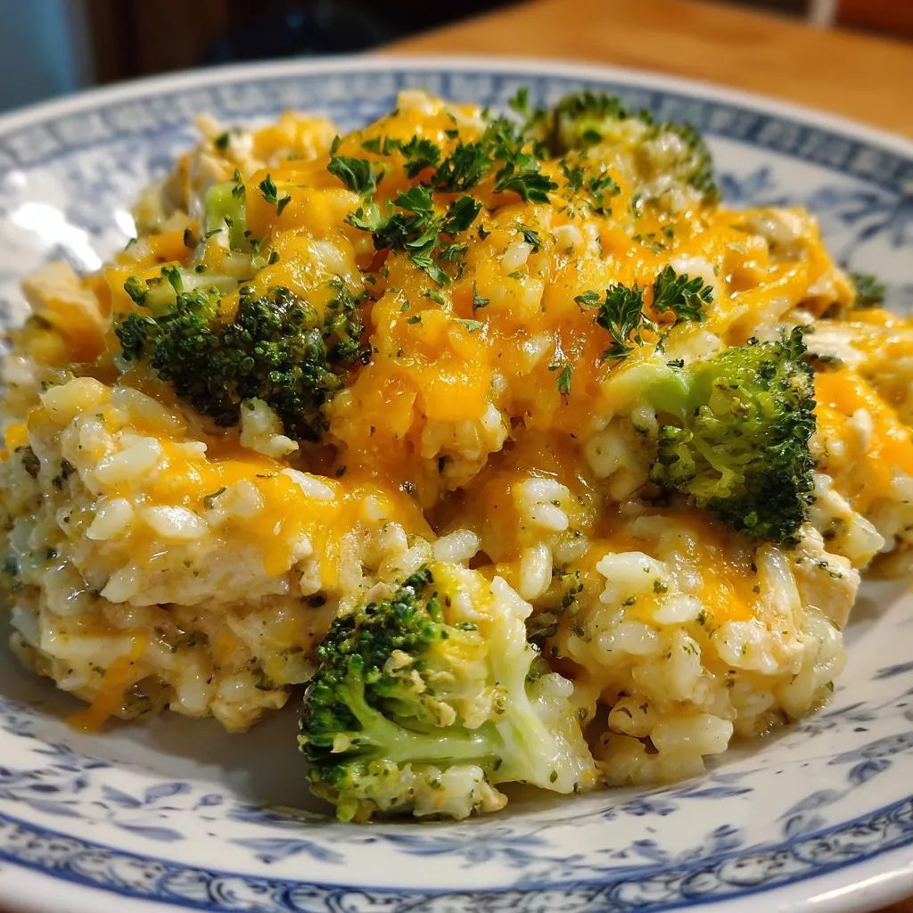 Cheesy Broccoli Chicken Rice Casserole
