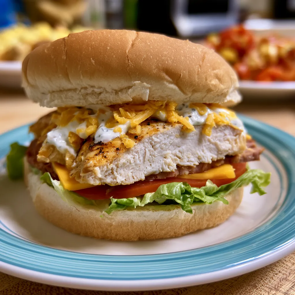 Cheesy Chicken Smoked Beef Ranch Sandwich