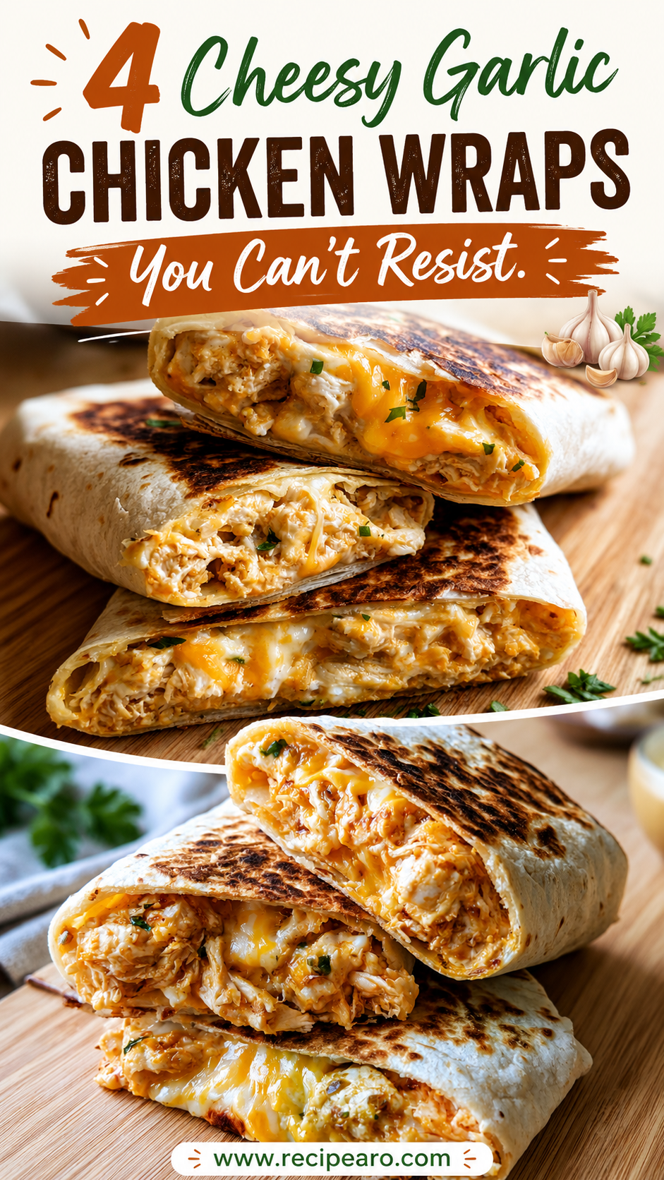 Cheesy Garlic Chicken Wraps