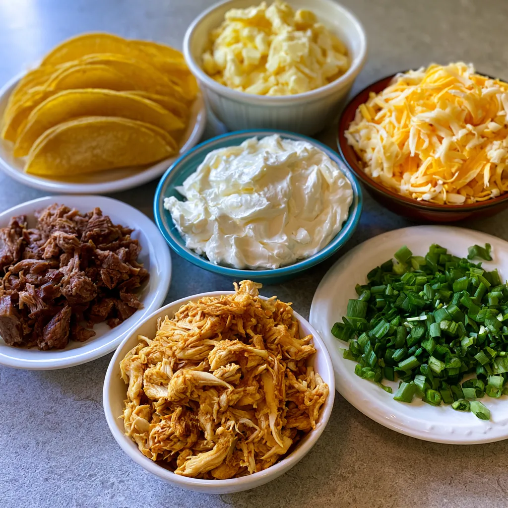 Cheesy Oven-Crispy Chicken Smoked Beef Ranch Tacos
