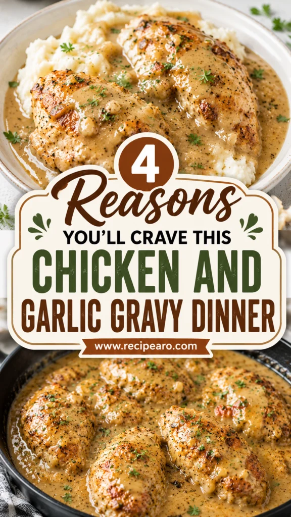 Chicken and Garlic Gravy with Cheesy Mashed Potatoes