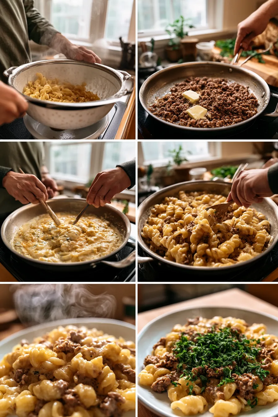 Creamy Boursin Beef Pasta