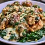 Creamy Chicken Mushroom Spinach Skillet