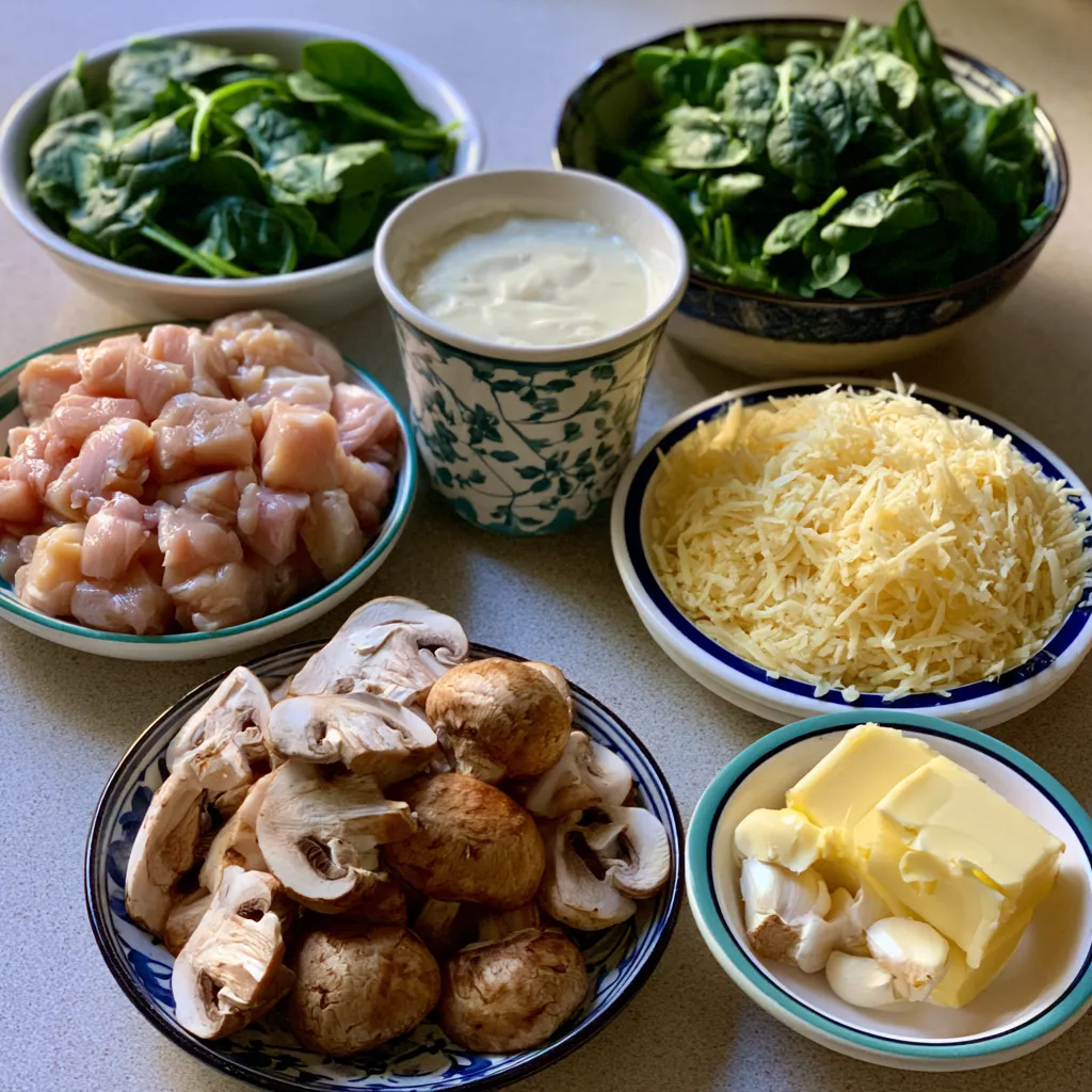 Creamy Chicken Mushroom Spinach Skillet
