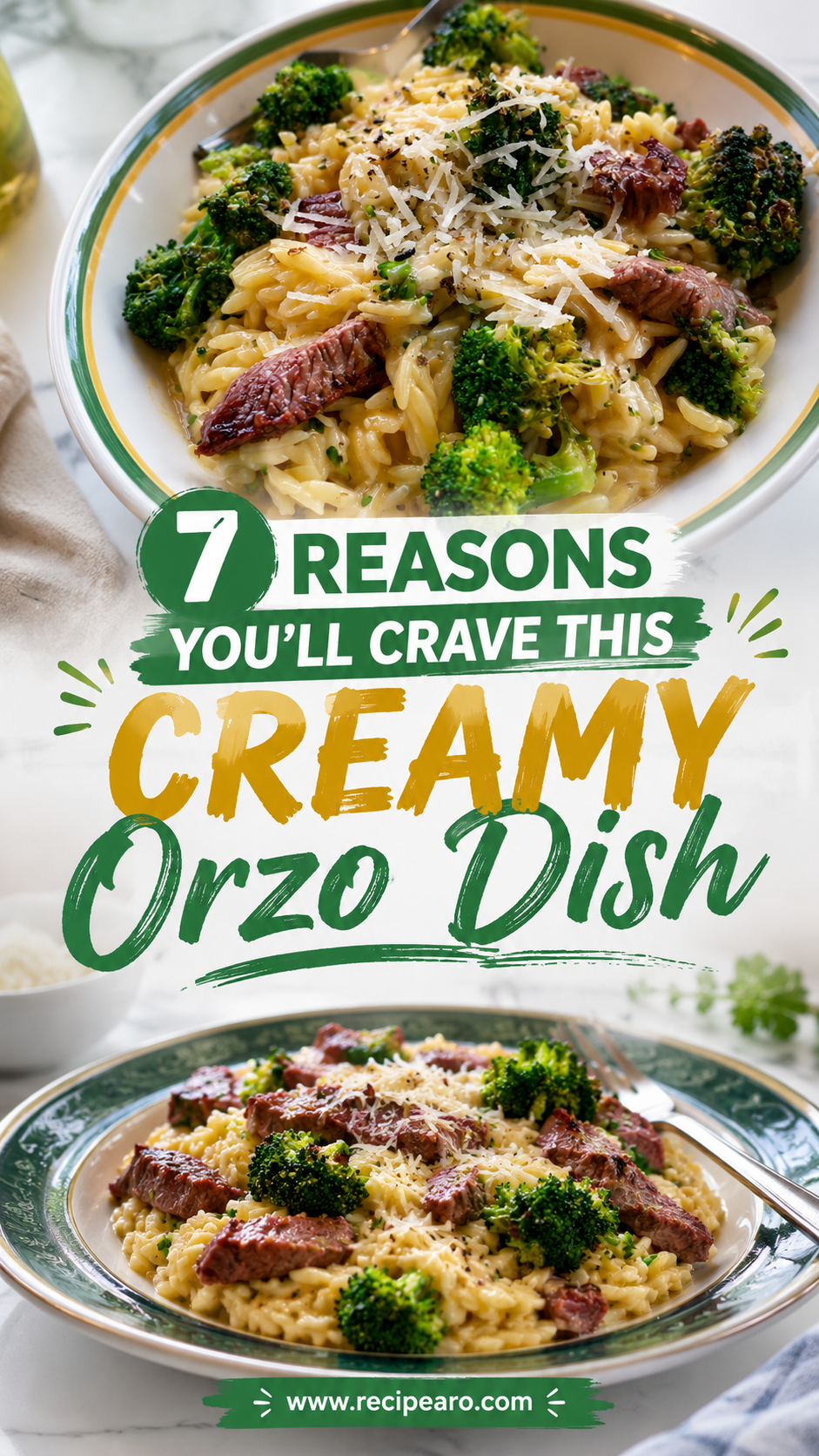 Creamy Orzo with Smoked Beef and Broccoli