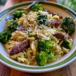 Creamy Orzo with Smoked Beef and Broccoli