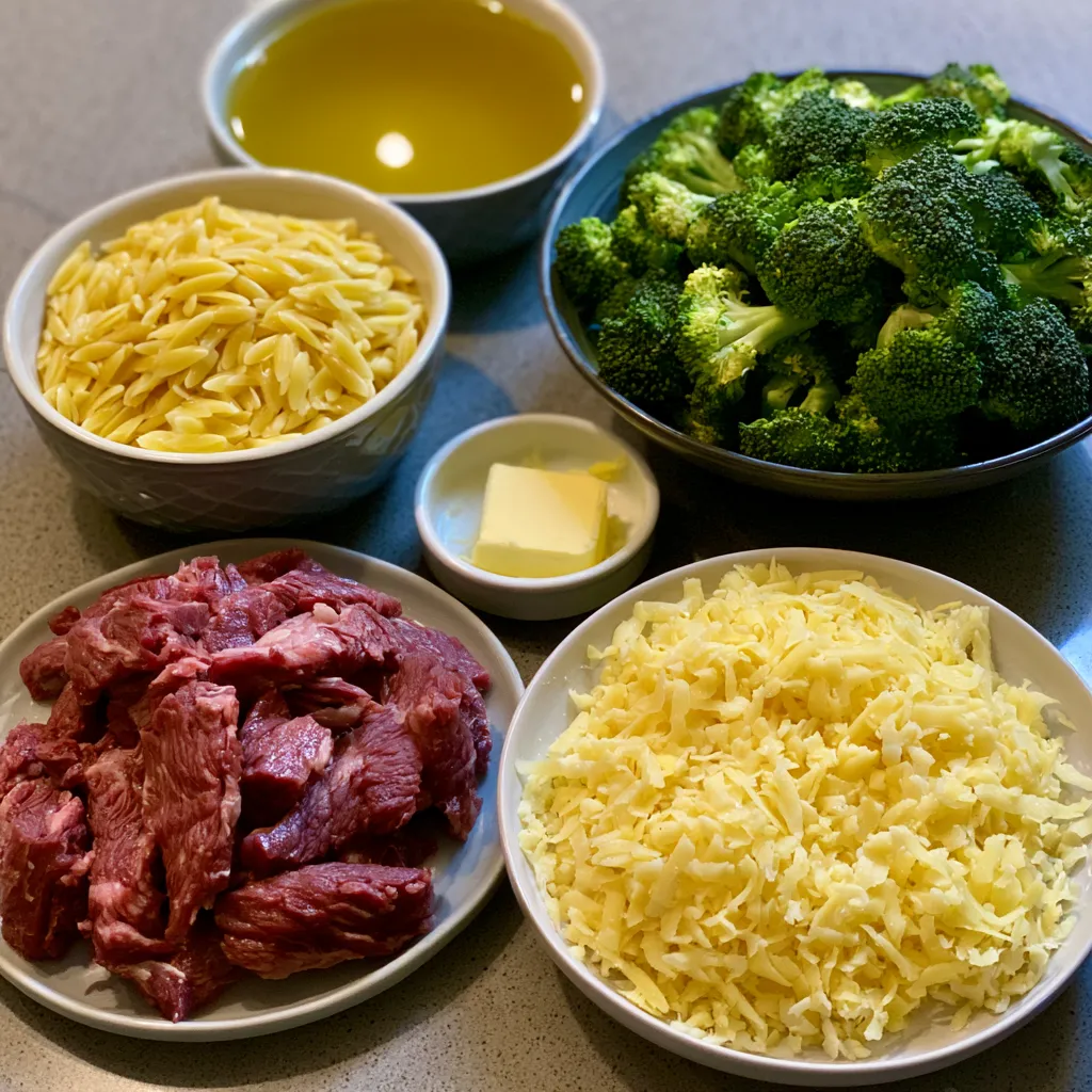 Creamy Orzo with Smoked Beef and Broccoli