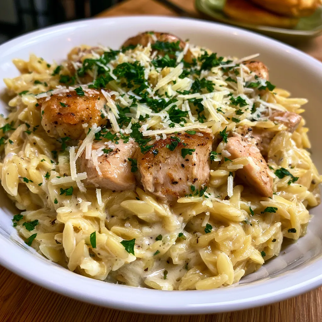 Creamy Parmesan Orzo with Chicken