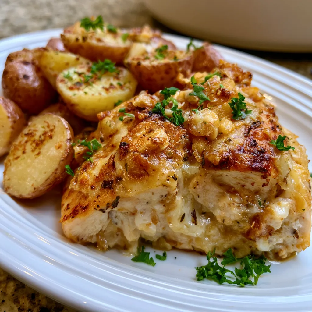 Crockpot Garlic Parmesan Chicken and Potatoes