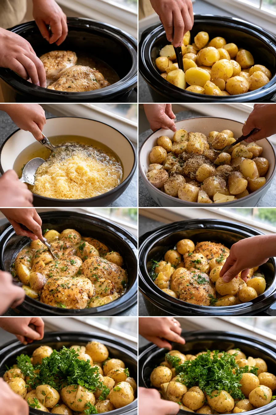 Crockpot Garlic Parmesan Chicken and Potatoes