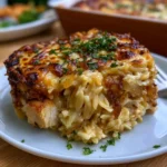 French Onion Chicken Orzo Casserole
