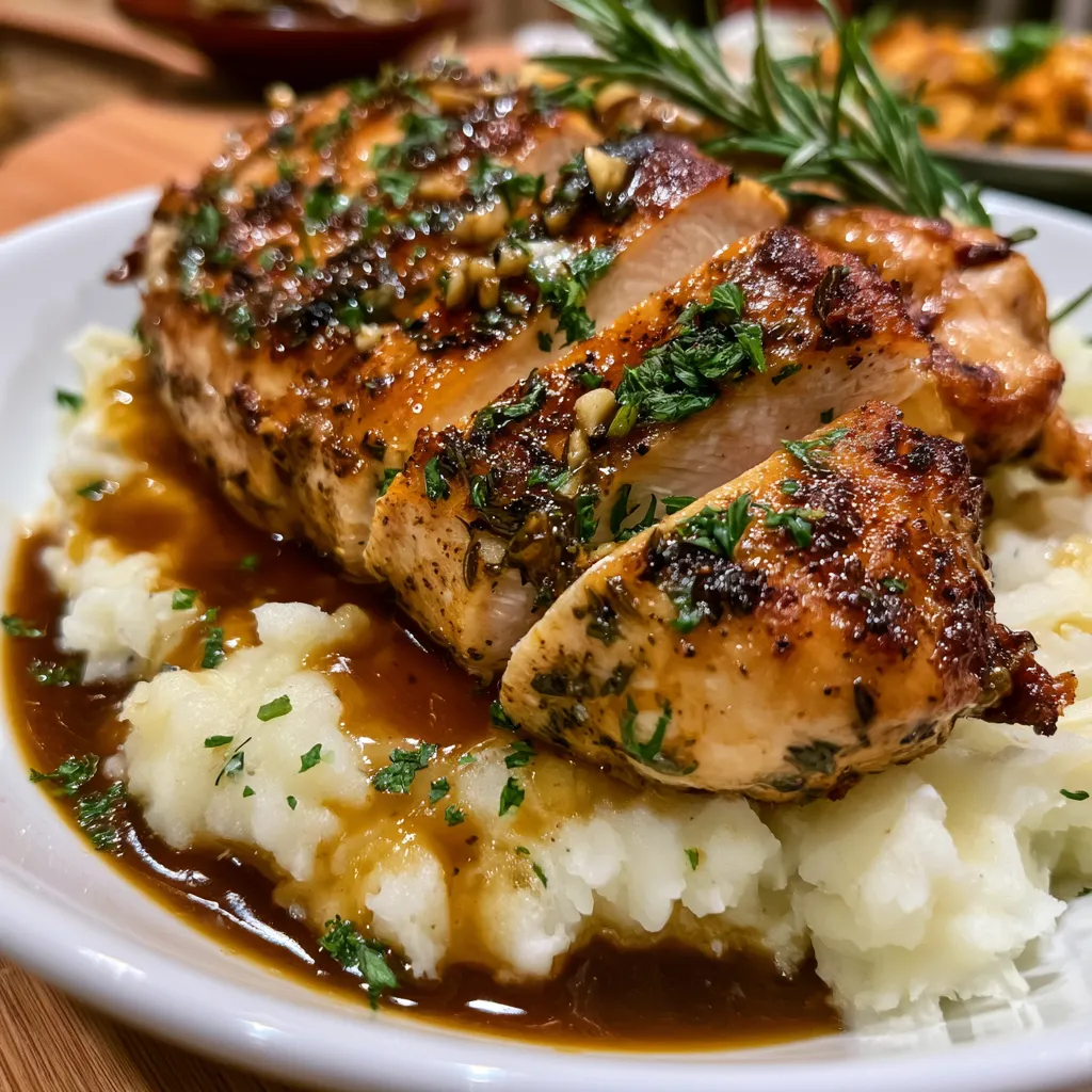 Garlic Herb Chicken Breast with Mashed Potatoes