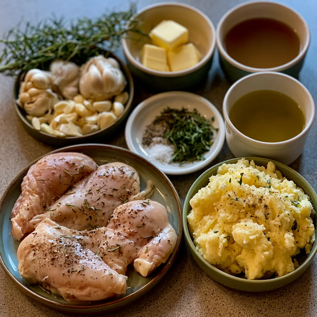 Garlic Herb Chicken Breast with Mashed Potatoes