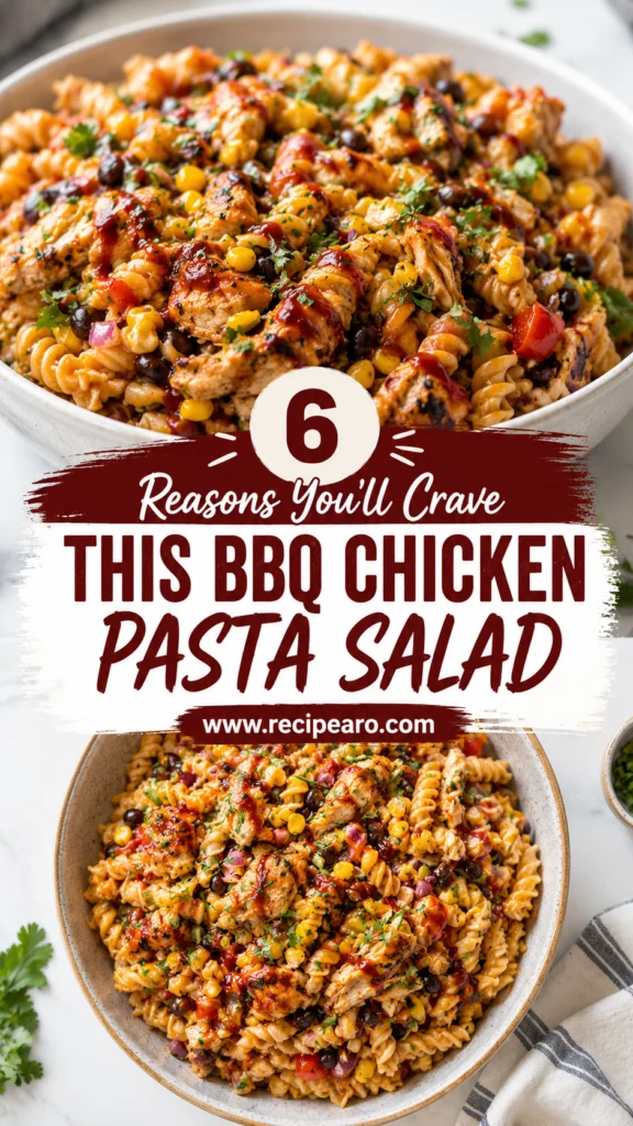 High Protein BBQ Chicken Pasta Salad