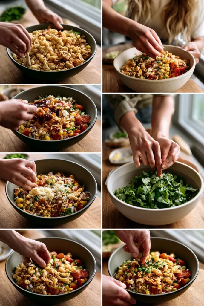 High Protein BBQ Chicken Pasta Salad