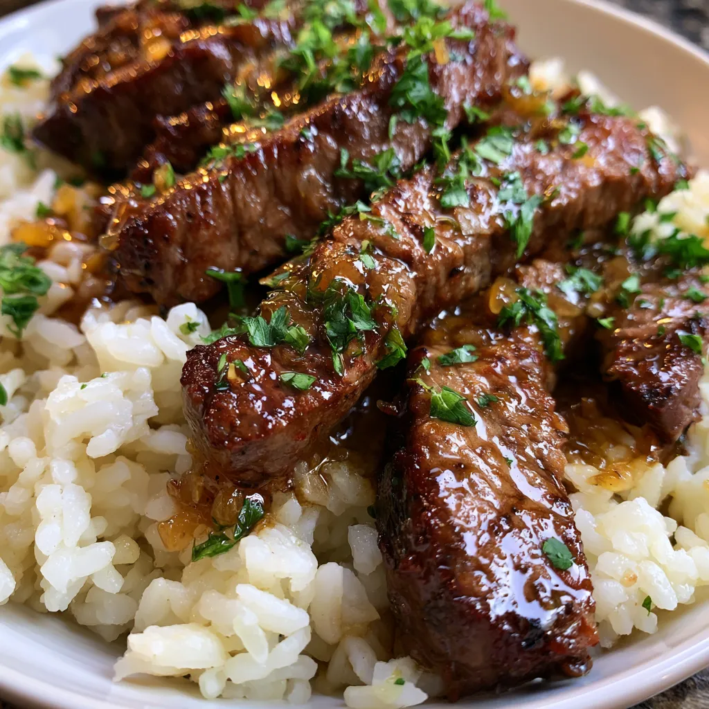 Honey Garlic Butter Steak and Rice Skillet
