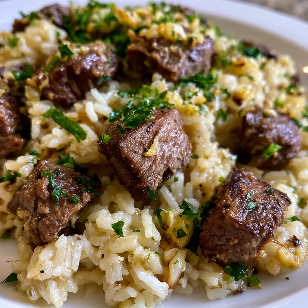 One-Pot Garlic Butter Beef and Rice