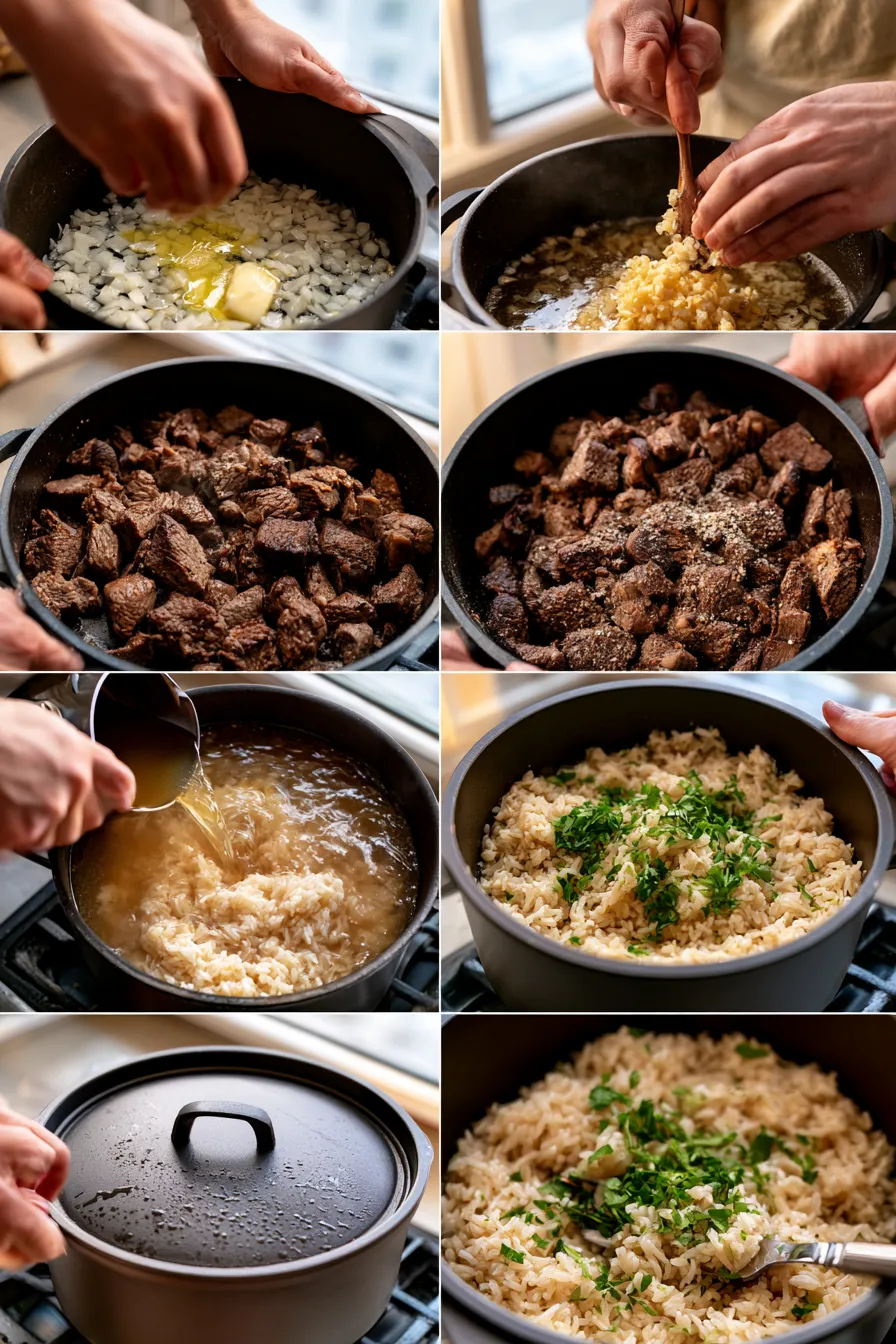 One-Pot Garlic Butter Beef and Rice