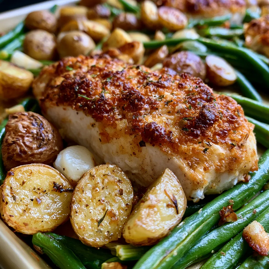 Parmesan Crusted Chicken Sheet Pan Dinner