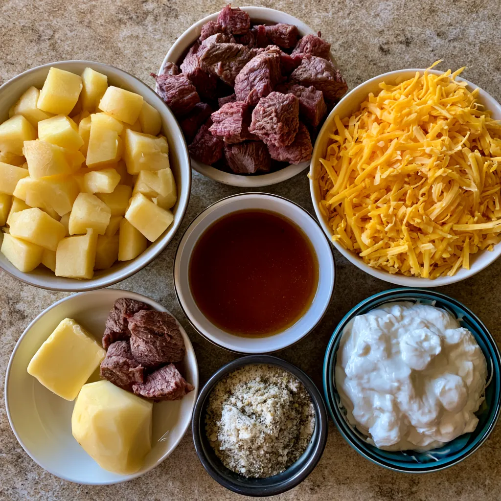 Slow Cooker Cheesy Ranch Beef & Potatoes