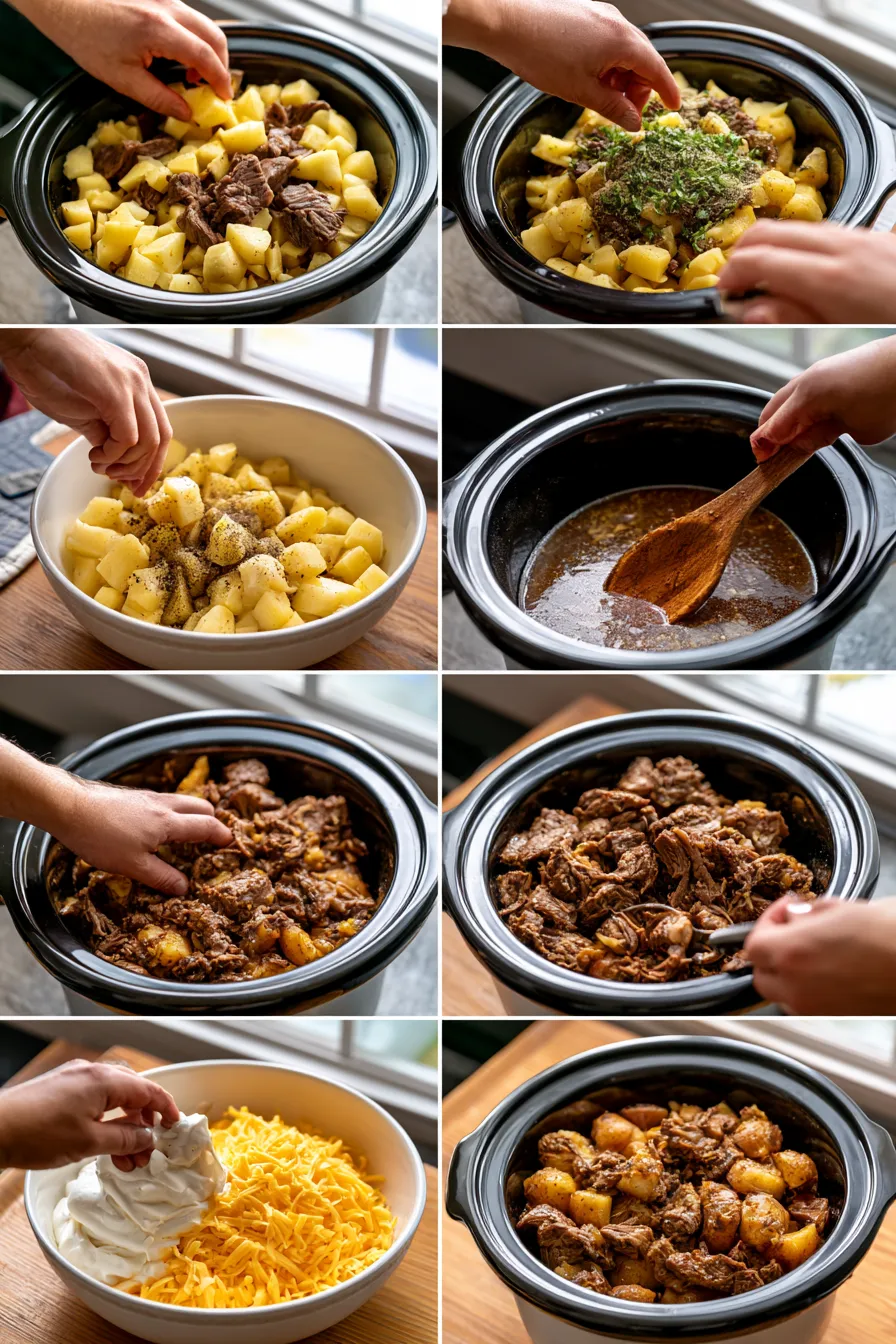 Slow Cooker Cheesy Ranch Beef & Potatoes
