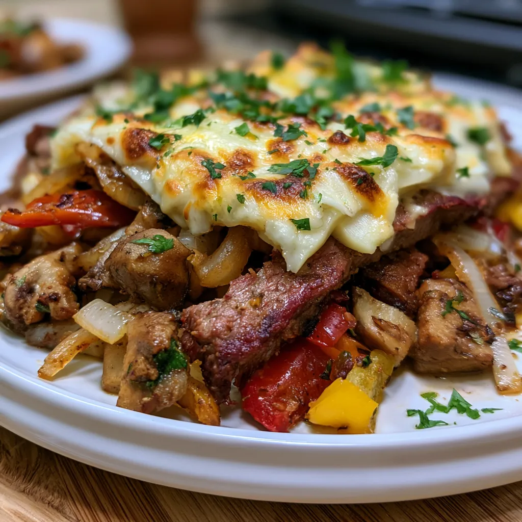 Smoked Beef Cheesesteak Skillet