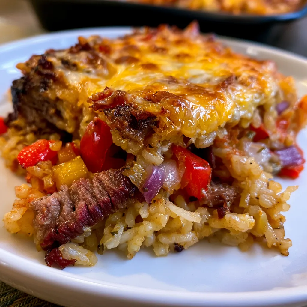 Smoked Beef Fajita Rice Casserole
