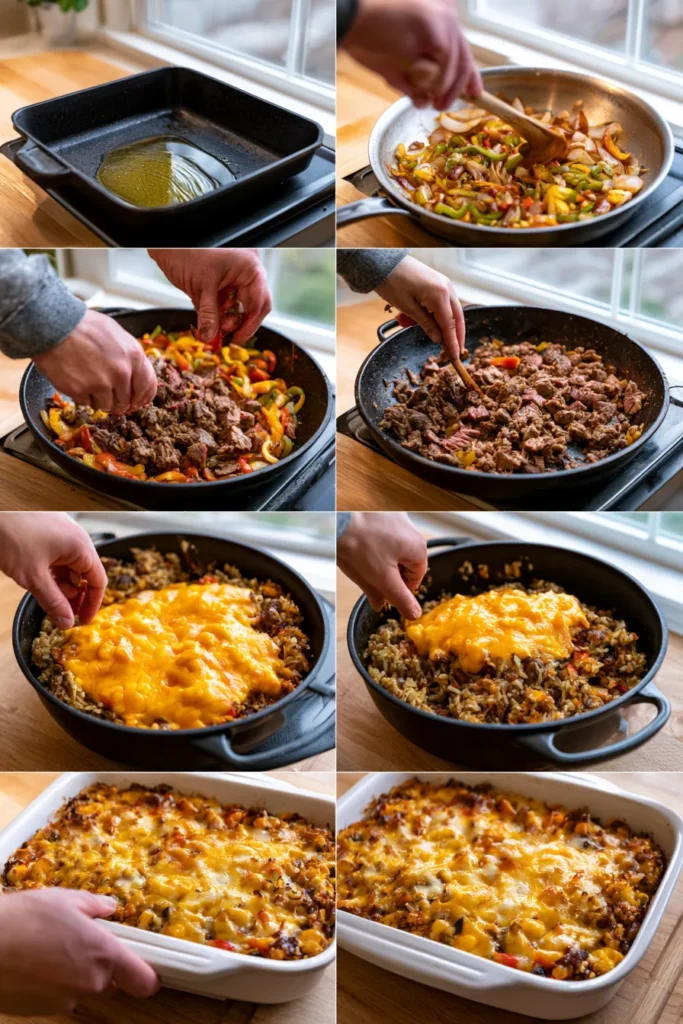 Smoked Beef Fajita Rice Casserole
