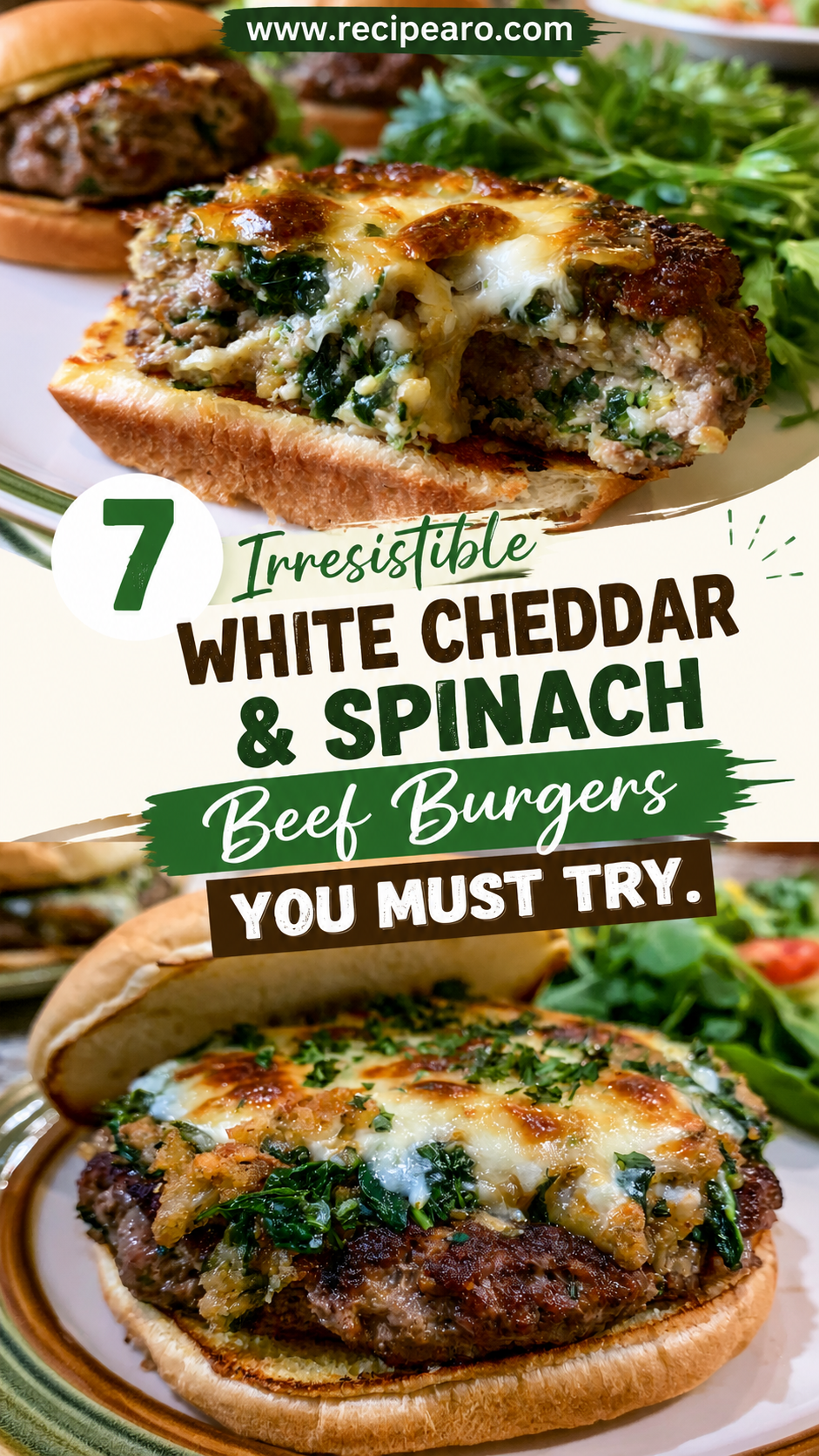 White Cheddar & Spinach Beef Burgers