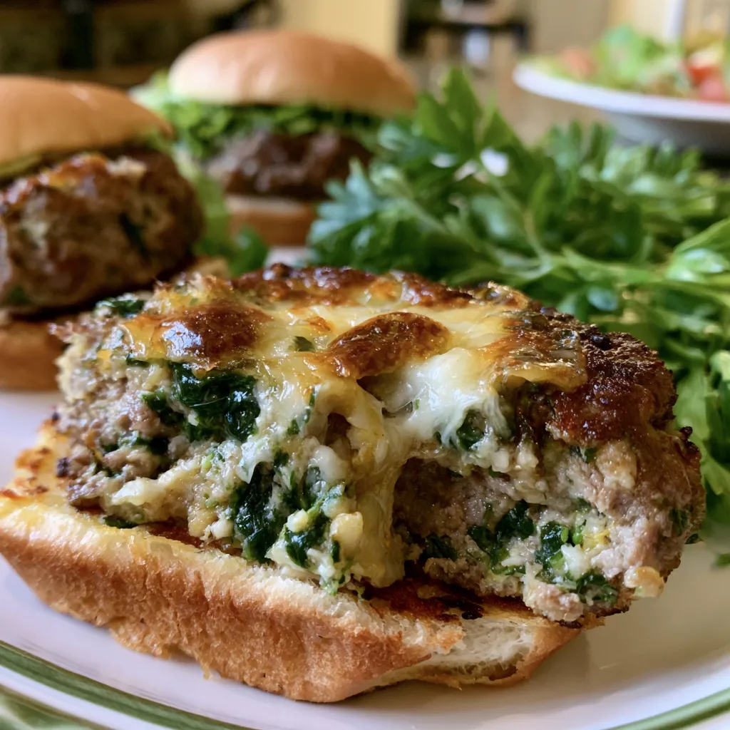 White Cheddar & Spinach Beef Burgers