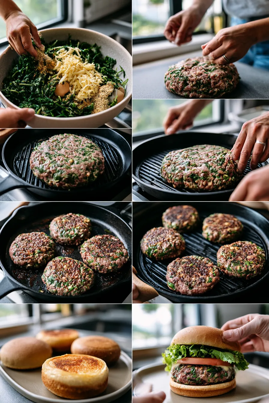 White Cheddar & Spinach Beef Burgers