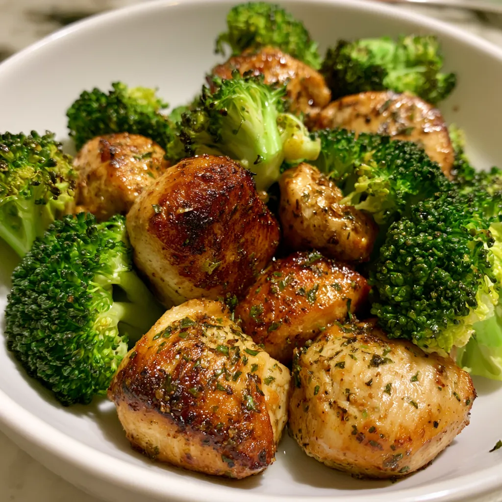 Air Fryer Chicken Bites and Broccoli