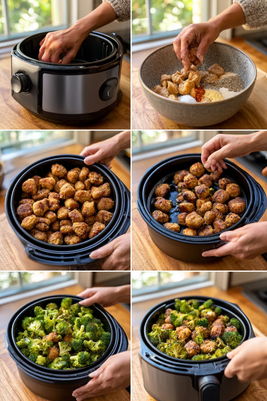 Air Fryer Chicken Bites and Broccoli