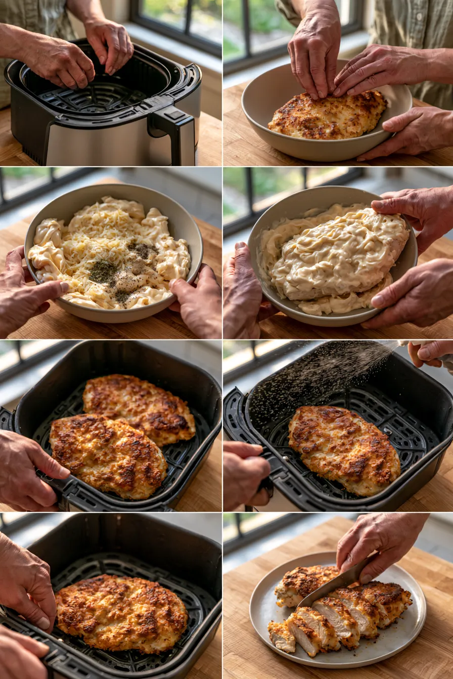 Air Fryer Parmesan Crusted Chicken with Mayo