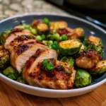 Air Fryer Sweet Chili Chicken and Brussels Sprouts
