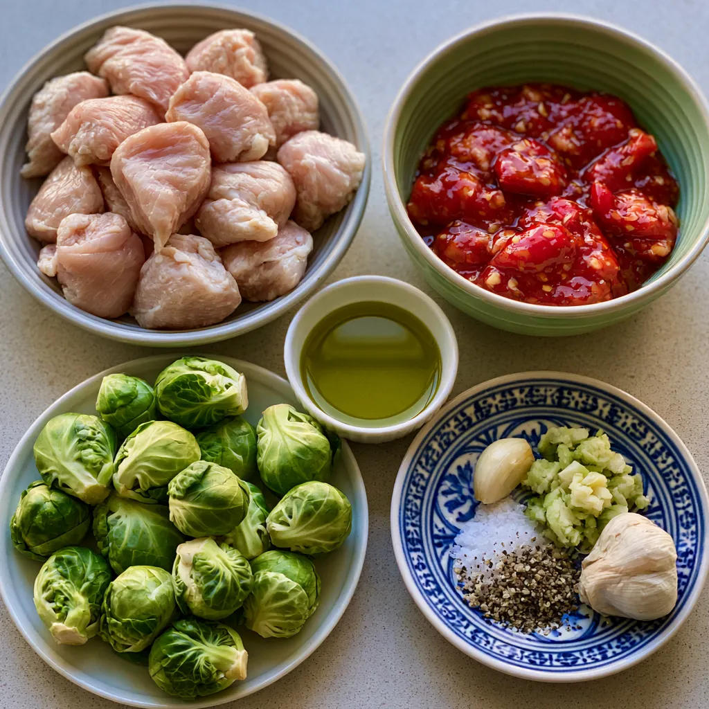Air Fryer Sweet Chili Chicken and Brussels Sprouts