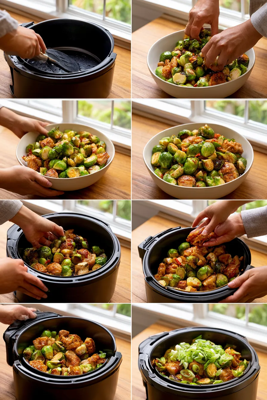 Air Fryer Sweet Chili Chicken and Brussels Sprouts