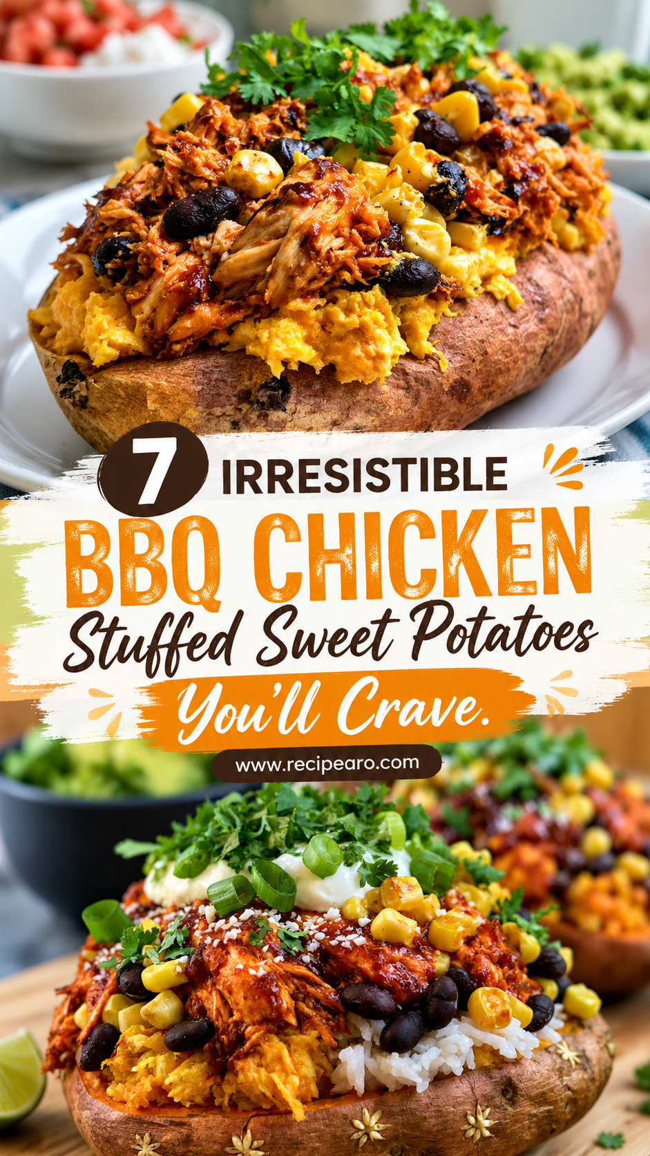 BBQ Chicken Stuffed Sweet Potatoes