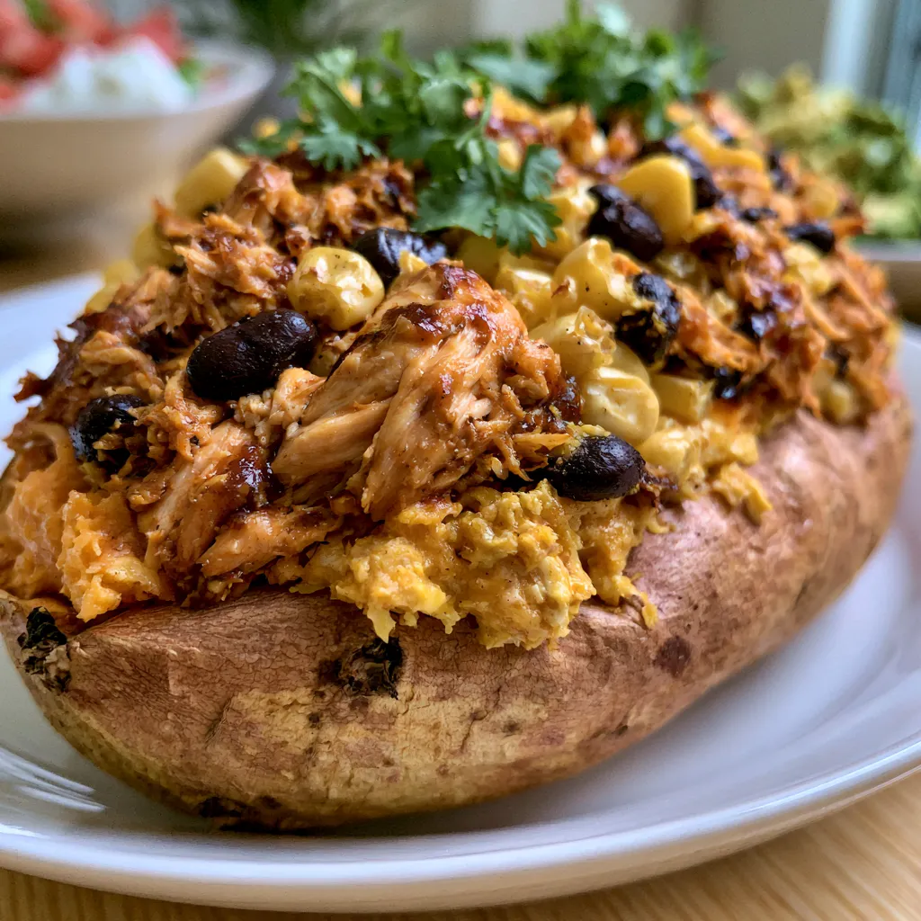BBQ Chicken Stuffed Sweet Potatoes